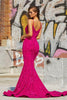 Portia and Scarlett PS21207 -long- Simple Prom Mermaid Gown with Spaghetti Straps and Sequins - Red / 2 - Dress