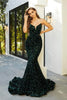 Portia and Scarlett PS21208 -long- Strapless V-Neck Sequin Gown - Cobalt / 14 - Dress