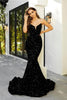 Portia and Scarlett PS21208 -long- Strapless V-Neck Sequin Gown - Cobalt / 24 - Dress