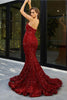 Portia and Scarlett PS21208 -long- Strapless Velvet Sequin Gown - Red / 2 - Dress