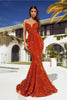 Portia and Scarlett PS21208 -long- Strapless Velvet Sequin Gown - Red / 6 - Dress