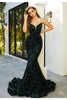 Portia and Scarlett SP21208 Sweetheart Pageant Sequin Gown - EMERALD GREEN / Dress