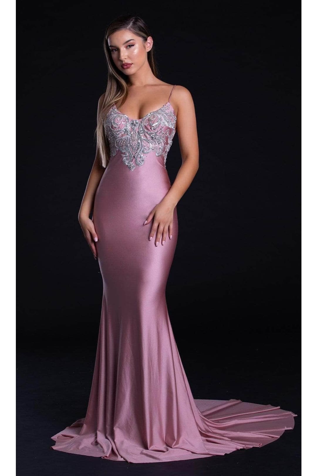 Portia and Scarlett PS21226 -long- Embroidered Mermaid Prom Dress - Blush / 00 - Dress