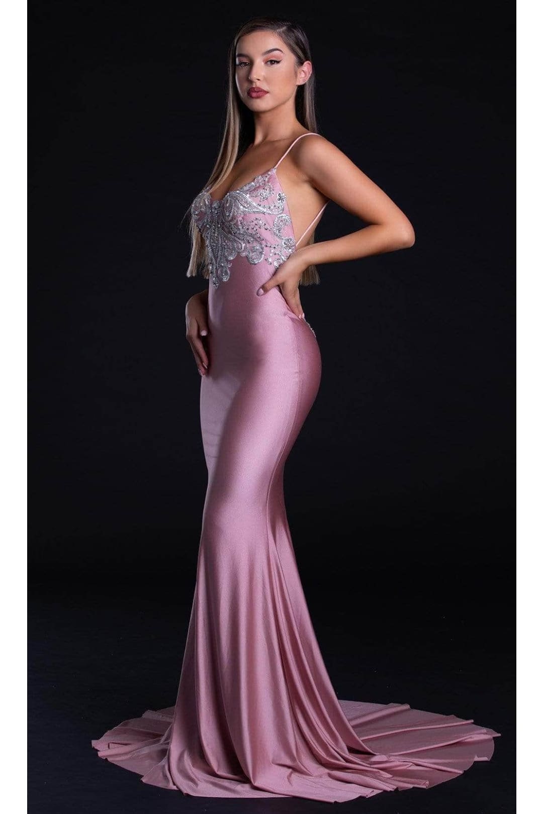 Portia and Scarlett PS21226 -long- Embroidered Mermaid Prom Dress - Blush / 6 - Dress