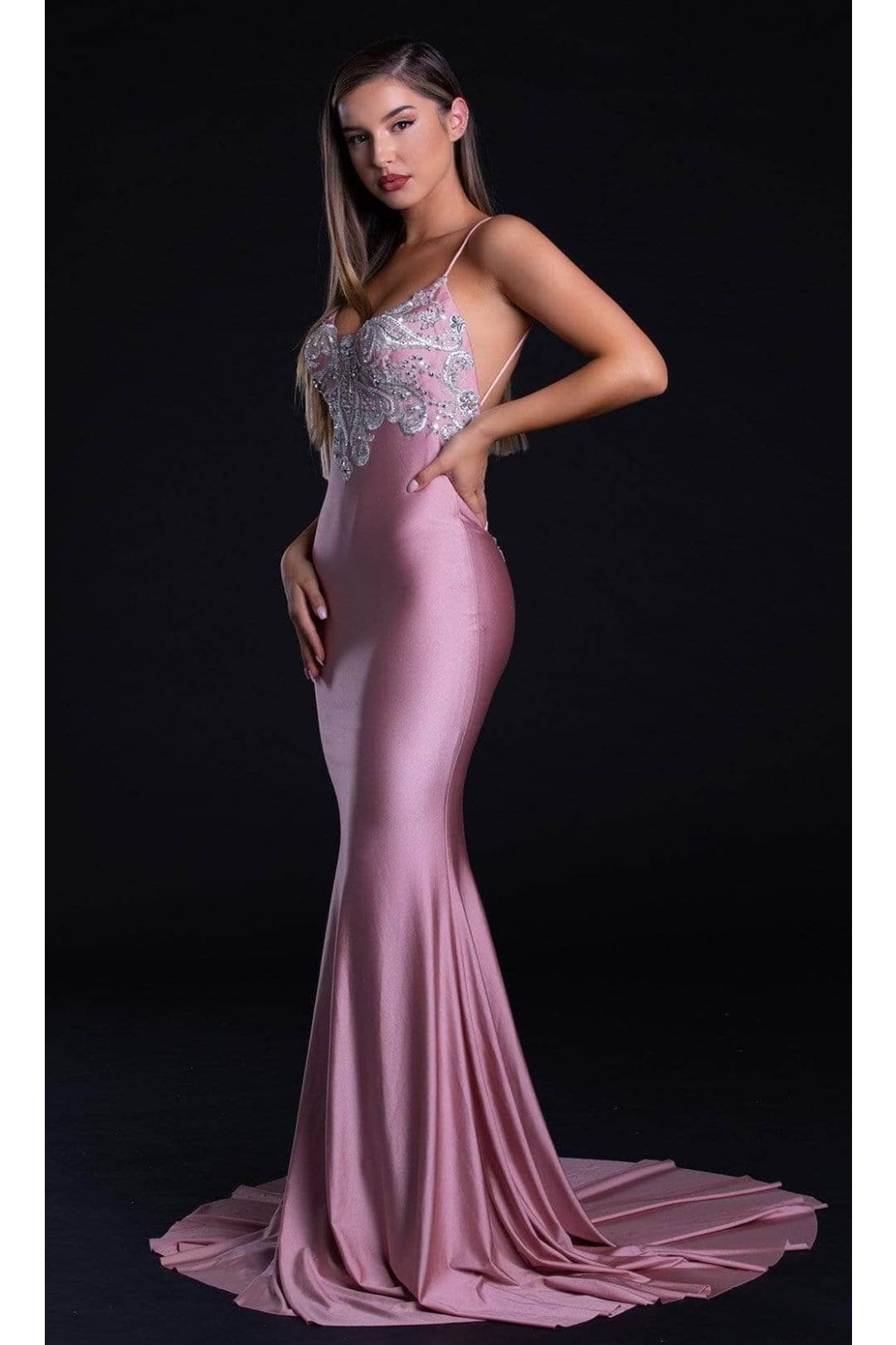 Portia and Scarlett PS21226 -long- Embroidered Mermaid Prom Dress - Blush / 8 - Dress