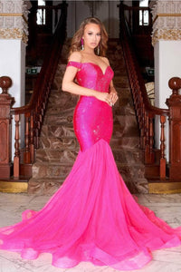 Portia and Scarlett PS21251 -long- Off Shoulder Trumpet Gown with Glittering Accents - Dress