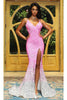 Portia and Scarlett PS21251 -long- Off Shoulder Trumpet Gown with Glittering Accents - Pink / 00 - Dress