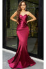 Portia and Scarlett PS21279 -long- Mermaid Prom Dress with Pleat-Ornate Detail - Burgundy / 00 - Dress