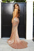 Portia and Scarlett PS21287 -long- V-Neck Open Back Gown Covered in Paillette Sequins - Hot Yellow / 12 - Dress