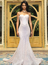 Portia and Scarlett PS22036-long-Boned Corset Long Mermaid Formal Prom Gown