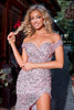 Portia and Scarlett PS22058 Off Shoulder Feather Prom Sequin Gown - Dress