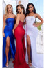 Portia and Scarlett PS22157 -long- Strapless Beaded Bodice High Slit Gown - Cobalt / 18 - Dress