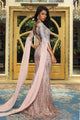 Portia and Scarlett PS22168 -long- Bat Sleeved Embellished Mermaid Gown for a Unique Silhouette - Deep Red / 10 - Dress