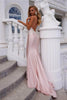 Portia and Scarlett PS22185 -long- Beaded Appliqué Open Back Satin Gown - Blush Ivory / 4 - Dress