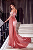 Portia and Scarlett PS22193 -long- Bedazzled Off Shoulder Sheath Dress for Glamorous Appeal - Emerald / 6 - Dress