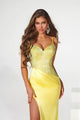 Portia and Scarlett PS22194 -long- Sequined V-Neck Sheath Gown - Yellow