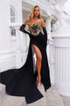 Portia and Scarlett PS22235 -long- Strapless Sheath Gown with Floral Lace Accents - Black / 00 - Dress