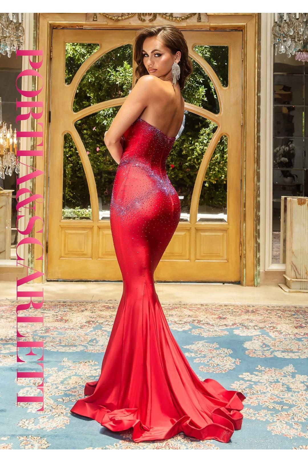 Portia and Scarlett PS22242 -long- Stellar Mermaid Gown with Beaded Strapless Design - Blue / 14 - Dress