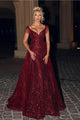 Portia and Scarlett PS22260 - Prom Gown with Beaded Fringe Sleeves for a Playful Touch - Burgundy / 00 - Dress