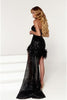 Portia and Scarlett PS223001 Side Cape Sequins Prom Feather Dress - Dress