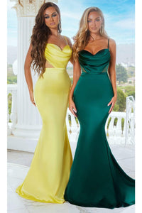 Portia and Scarlett PS22325 -long-Cowl Style Illusion Cutout Gown - Aqua / 10 - Dress