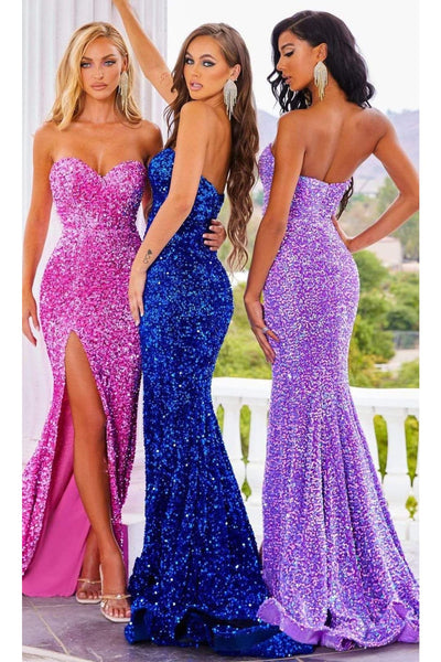 Portia and Scarlett PS22348 -long- Sequined Gown with a Sweetheart Neckline and Side Slit - Black / 6 - Dress