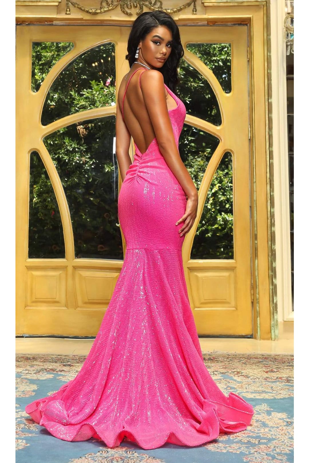 Portia and Scarlett PS22349 - long-One Shoulder Gown with Sequins - Emerald / 22 - Dress