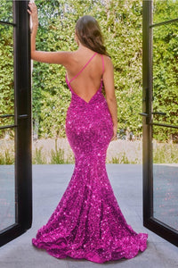 Portia and Scarlett PS22350 -long- One-Shoulder Sequin Mermaid Gown - Red / 00 - Dress