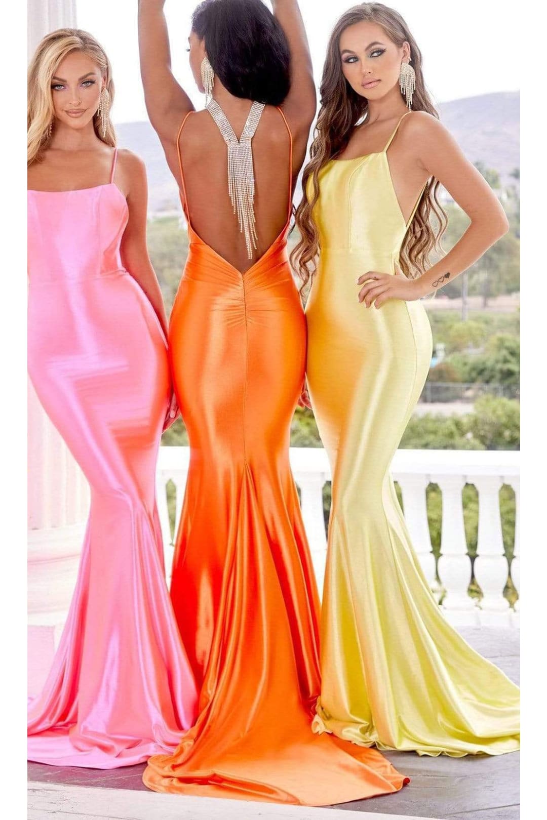 Portia and Scarlett PS22365 - long- Sleeveless Satin Gown with an Open Back Design - Dress