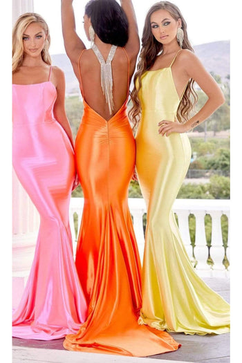Portia and Scarlett PS22365 - long- Sleeveless Satin Gown with an Open Back Design - Dress
