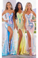 Portia and Scarlett PS22366 -long- Strapless Sequin Gown with a Dramatic High Slit - Ice / 00 - Dress
