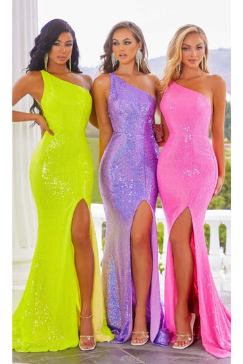 Portia and Scarlett PS22383 -long- One Shoulder Gown Adorned with Sequins - Dress