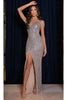 Portia and Scarlett PS22405C -long- Rhinestone Illusion Jewel Prom Dress for a Glamorous Effect - Silver / 00 - Dress