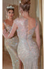 Portia and Scarlett PS22405C -long- Rhinestone Illusion Jewel Prom Dress for a Glamorous Effect - Silver / 8 - Dress