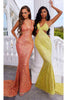 Portia and Scarlett PS22442C -long- Spaghetti Strap Cutout Sequin Gown for a Chic Look - Hot Orange / 00 - Dress