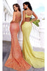 Portia and Scarlett PS22442C -long- Spaghetti Strap Cutout Sequin Gown for a Chic Look - Hot Orange / 4 - Dress