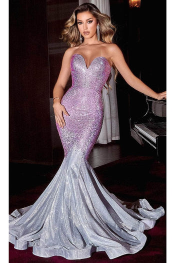 Portia and Scarlett PS22508 -long- Strapless Mermaid Gown with a Flattering Silhouette - Pink-Ombre / 16 - Dress