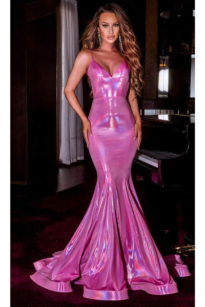 Portia and Scarlett PS22528 -long- Backless Metallic Evening Dress - Blue / 22 - Dress