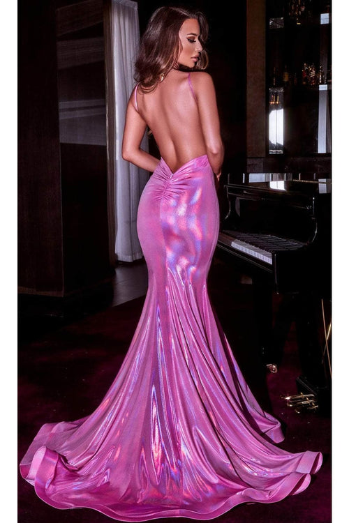Portia and Scarlett PS22528 -long- Backless Metallic Evening Dress - Blue / 24 - Dress