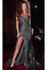 Portia and Scarlett PS22531 - long-Glitter Mermaid Prom Dress Featuring a Slit - Red / 2 - Dress