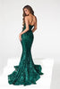 Portia and Scarlett PS22538 -long- Evening Dress with Sequin Motif and Mermaid Silhouette - Black-Mint / 4 - Dress