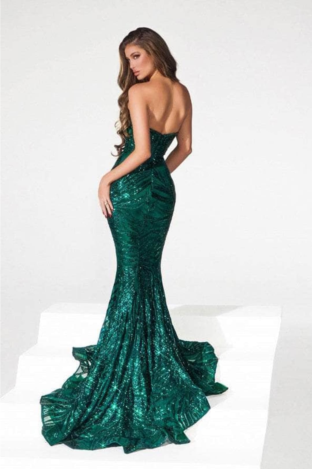 Portia and Scarlett PS22538 -long- Evening Dress with Sequin Motif and Mermaid Silhouette - Black-Mint / 4 - Dress