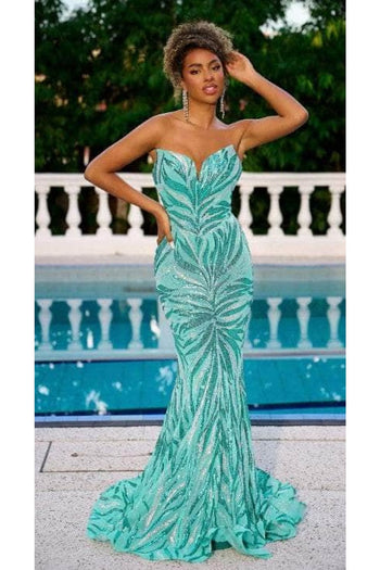 Portia and Scarlett PS22538 - long-Strapless Mermaid Gown with Sequins - Black Pink Gold / 16 - Dress