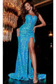 Portia and Scarlett PS22540 -long- Wide Leg Slit Evening Gown - Blue / 00 - Dress