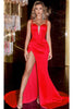 Portia and Scarlett PS22547 -long- Bustier Mermaid Prom Dress with Slit - Red / 10 - Dress