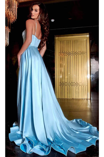 Portia and Scarlett PS22548 -long- Bustier Satin A-Line Prom Dress - White / 16 - Dress