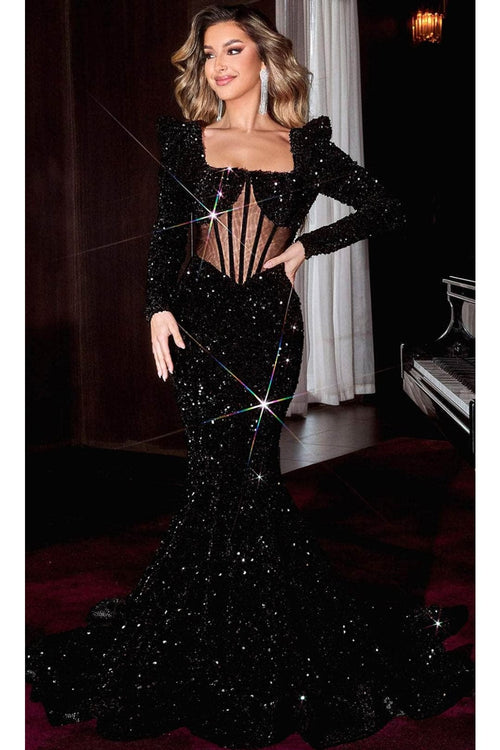 Portia and Scarlett PS22556 -long- Evening Gown with a Square Sheer Corset Design - Dress