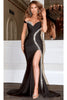 Portia and Scarlett PS22568 -long- V-Neck High Slit Evening Gown - Red / Dress