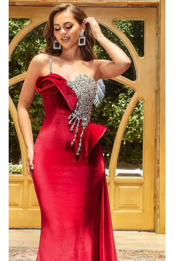 Portia and Scarlett PS22626 -long- Sculpted Gown in Velvet with Rhinestone Accents - Dress
