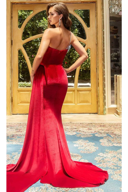 Portia and Scarlett PS22626 -long- Sculpted Gown in Velvet with Rhinestone Accents - Dress